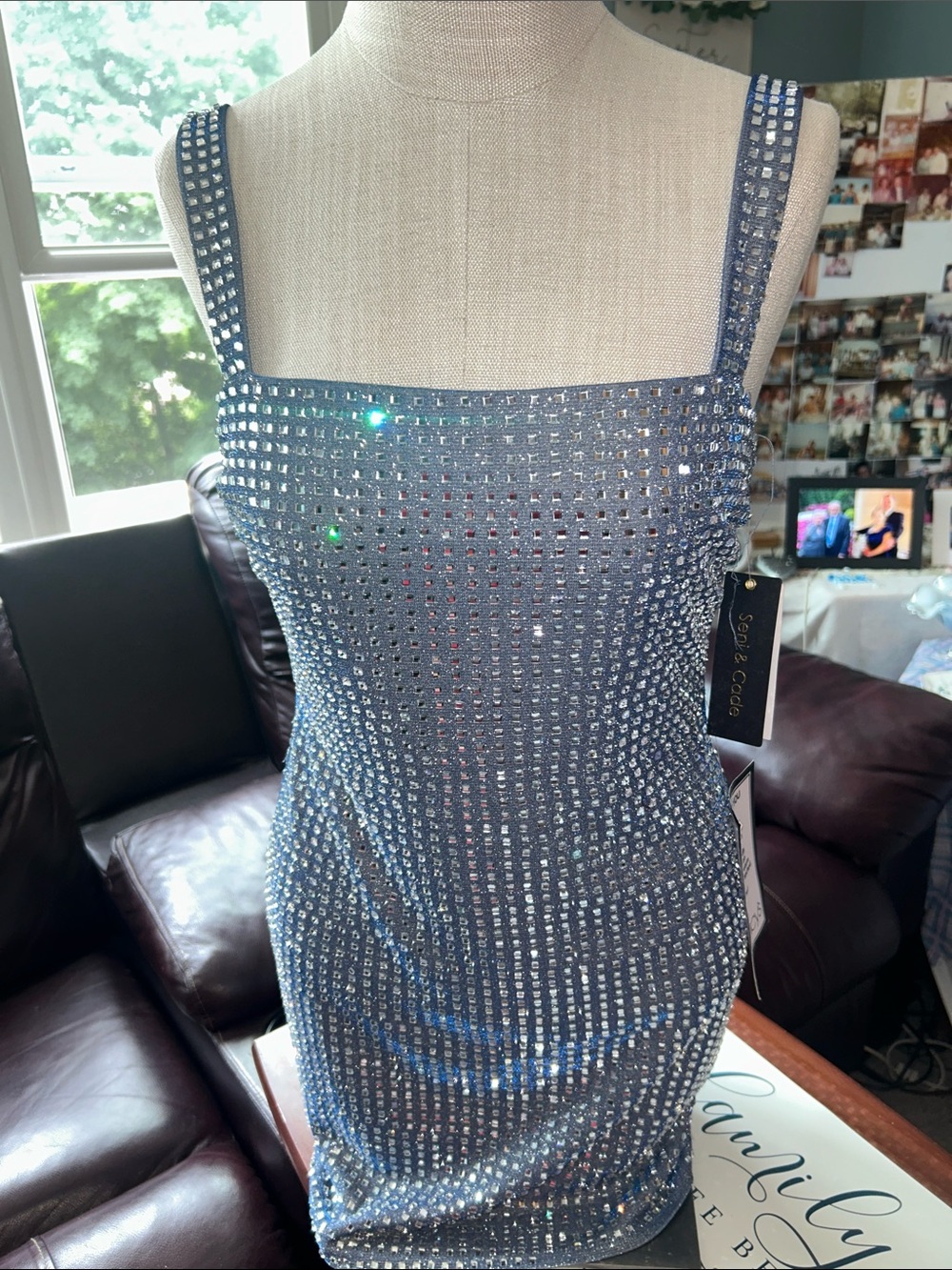 Seni & Cade NWT- Size Slim Small
Blue Sparkling Embellished Blue Sheath Dress